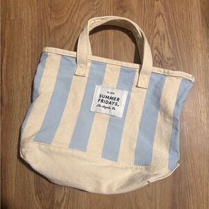 Summer Fridays Light Blue and Cream Tote